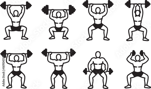 Weightlifting Icons: A Collection of Strength Training Poses and Exercises