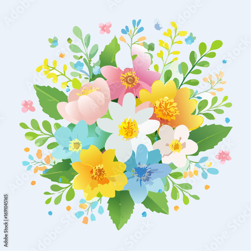 Ein frühlingshafter Blumenstrauß mit zarten Blüten