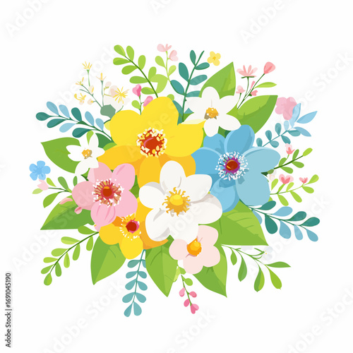 Ein frühlingshafter Blumenstrauß mit zarten Blüten
