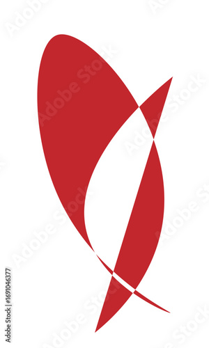 Dynamic red abstract shape representing growth, innovation, and forward momentum perfect for modern branding, technology, and business presentations