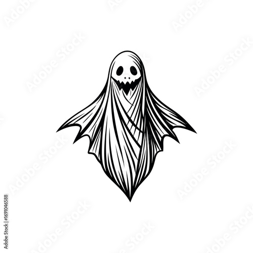 Simple yet terrifying halloween ghost illustration, perfect for spooky season vibes silhouette vector