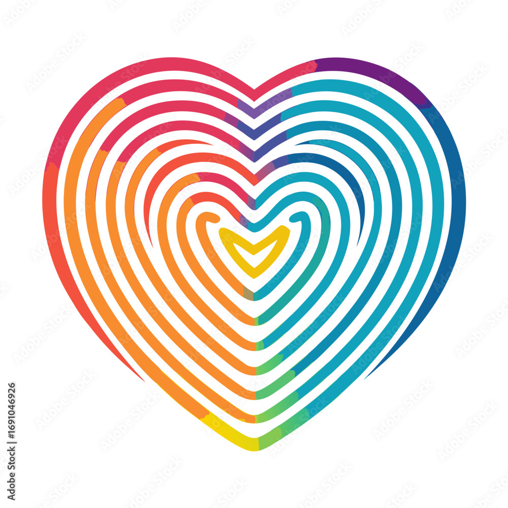 heart with colorful fingerprint heart with colorful fingerprint