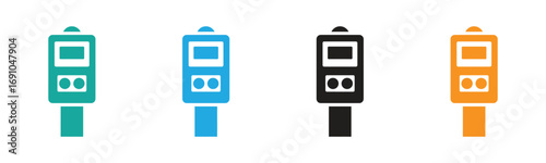Vibrant colorful parking meter signs for urban navigation