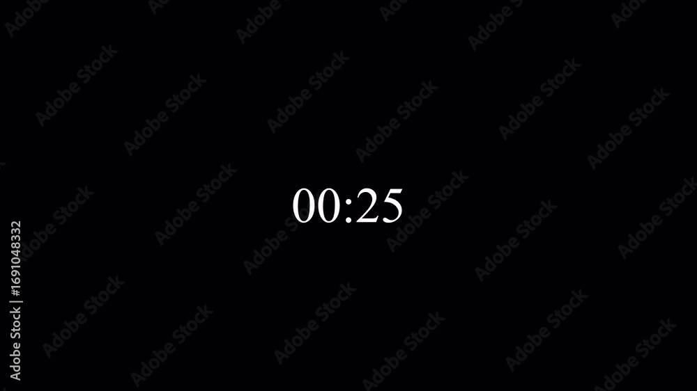 30 seconds countdown animation with transparent background, countdown timer from 30 seconds to 0 seconds, thirty countdown timer with alpha channel in 4k.