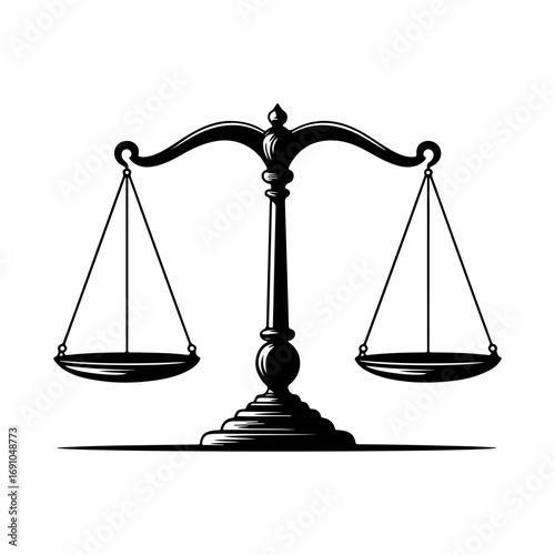 Symbol of justice and law antique balance scales showing equality and fairness in legal decisions vector