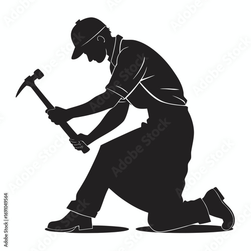 Shoemaker hammering sole