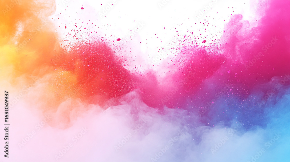 Obraz premium Colorful Powder Explosion in Shades of Pink, Orange, and Blue