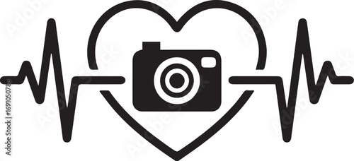 Heartbeat SVG,  Heart icon with heartbeat line symbolizes health and wellness