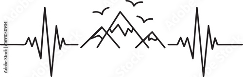 Heartbeat SVG,  Heart icon with heartbeat line symbolizes health and wellness