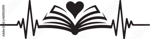 Heartbeat SVG,  Heart icon with heartbeat line symbolizes health and wellness