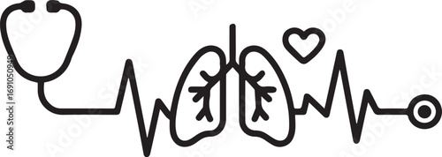 Heartbeat SVG,  Heart icon with heartbeat line symbolizes health and wellness