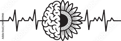 Heartbeat SVG,  Heart icon with heartbeat line symbolizes health and wellness