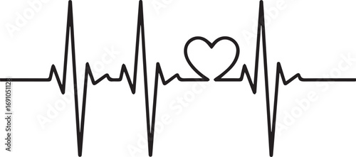 Heartbeat SVG,  Heart icon with heartbeat line symbolizes health and wellness