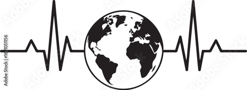 Heartbeat SVG,  Heart icon with heartbeat line symbolizes health and wellness