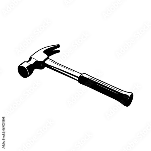 Classic claw hammer with black handle isolated on white for construction and diy projects vector