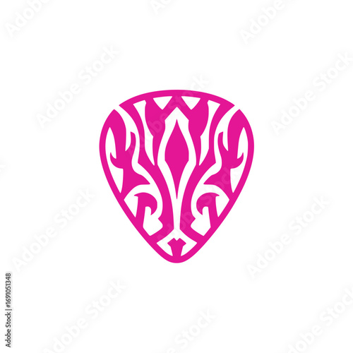 Abstract ornamental guitar pick vector illustration scalable design element transparent background