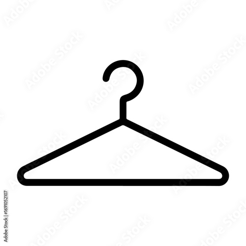 Simple line art icon of a clothes hanger for garments and apparel storage and organization vector