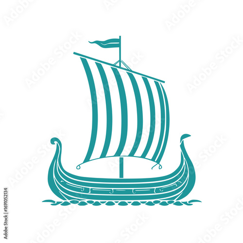 Elegant viking longship nautical vector illustration scalable maritime icon transparent background