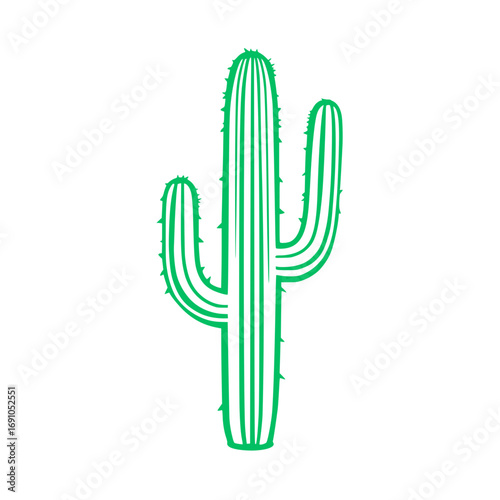 Neon cactus illustration vector art scalable icon for desert themes transparent background