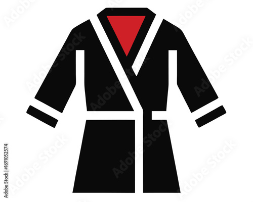 Iconic Graphic Representation of a Stylish Black Robe with Red Inner Lining