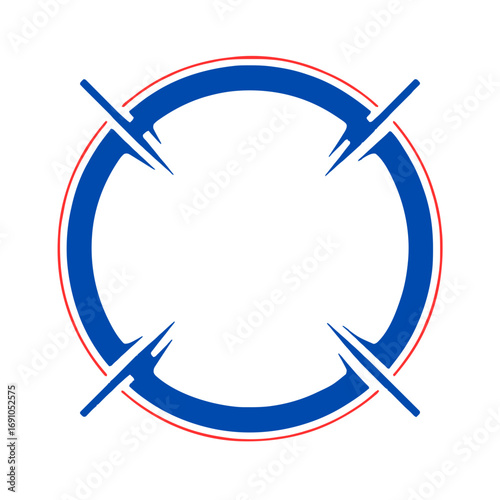 Abstract futuristic blue circle emblem with crosshairs vector graphic design transparent background