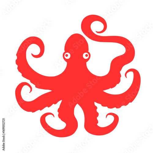 Red octopus vector illustration scalable graphic icon for aquatic themes transparent background