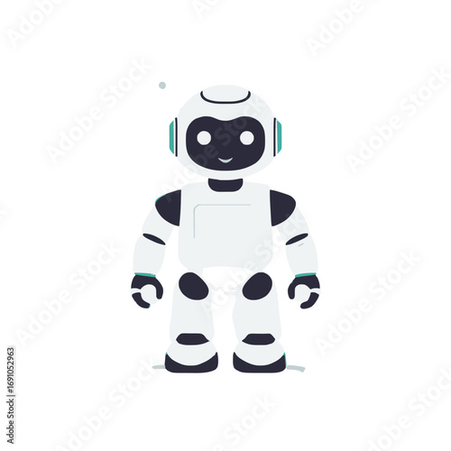 Friendly robot character vector illustration scalable icon for technology and ai themes transparent background