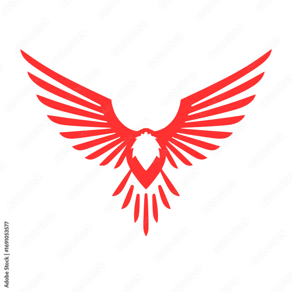 Fototapeta premium Fiery red phoenix vector illustration scalable design for digital and print projects transparent background