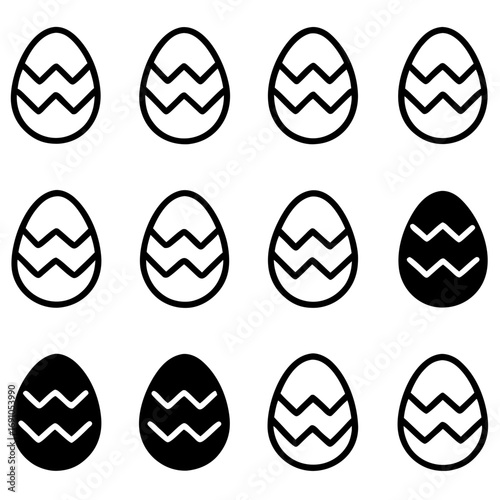 Easter egg outline vector, a modern easter egg icon art design, a black vector of various easter eggs, simple various easter egg art, and an easter egg icon isolated