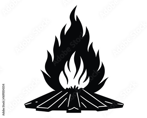Bonfire Illustration Black Flame Icon