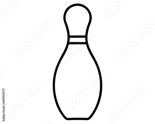 Simple bowling pin vector line icon on a white background.