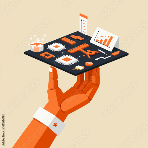 AI Chip Development and Data Analysis Robotic Hand Vector