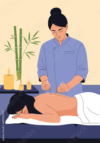 Traditional acupuncture therapy for pain relief wellness and holistic healing treatment
