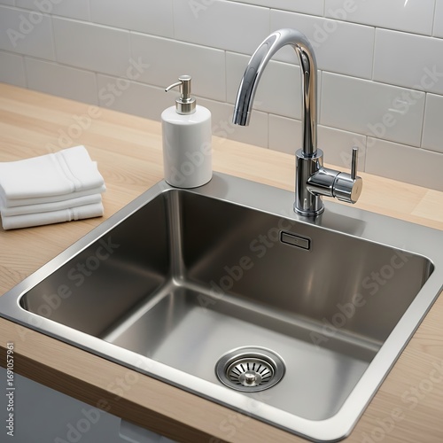 Stainless Steel Kitchen Sink with Faucet.