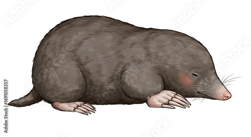 Illustration of a Mole with Large Claws png clear alpha channel cutout isolated on transparent background