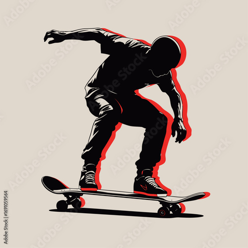 vector silhouette of skateboarder