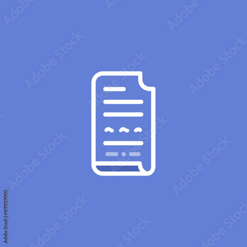 Minimalist Outline Icon of a Document with Tattered Edges, Symbolizing Old Records, Legal Papers, or Digital Files for User Interface Design