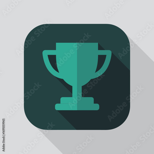 Green trophy icon on a dark teal background, a symbol of achievement and success in business or sports