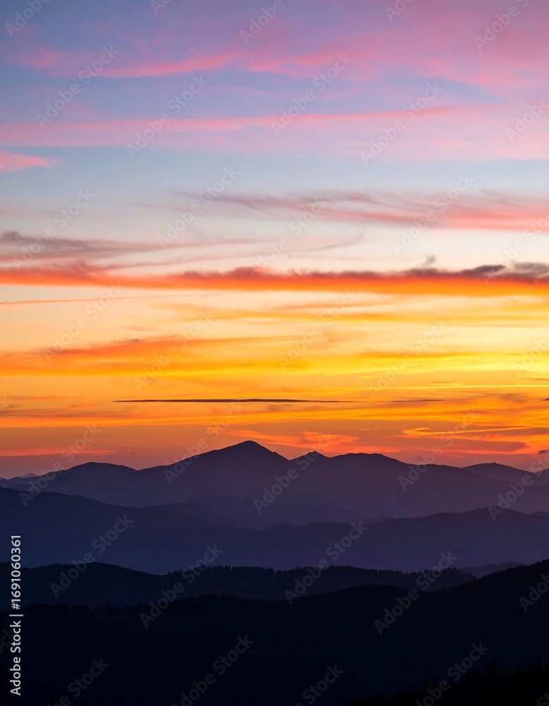 Obraz premium Mountain sunset view