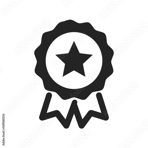 Stylish award ribbon icon with a star, a modern vector design symbolizing quality and achievement. Clean lines convey professionalism