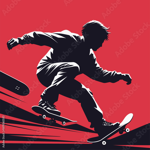vector silhouette of skateboarder