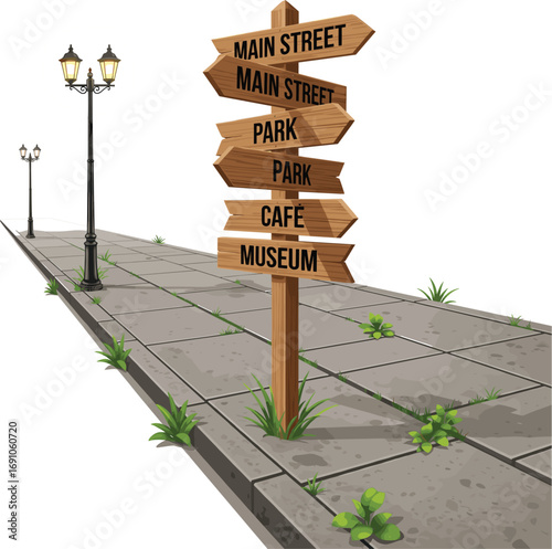 Realistic Arrow Signpost on Street