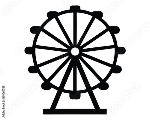 Simple Ferris Wheel Icon Amusement Park Ride Silhouette