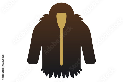 Warm Winter Parka Icon with Fur Trim and Zipper Detail