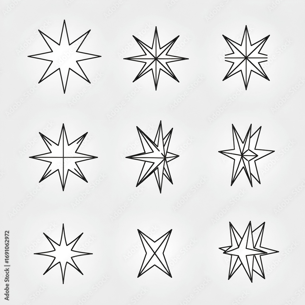 Fototapeta premium Crystal Ball Icon Set Line, Solid, and Edit Variations