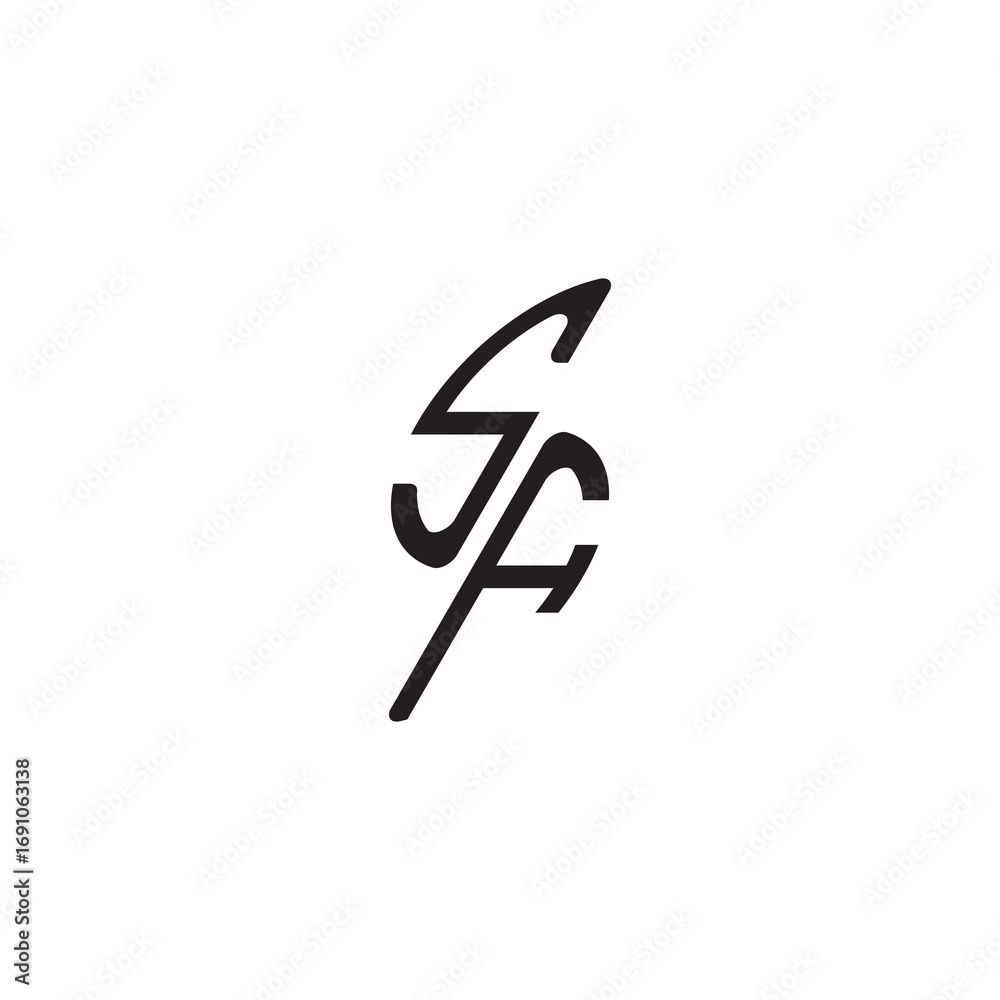 curved oval shape alphabet initial logo vector SF gaming monogram Black letter curved oval shape alphabet initial logo vector SF gaming monogram Black letter