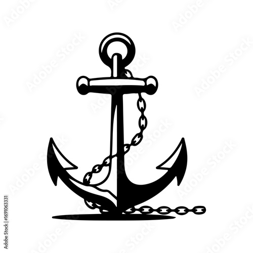 Classic nautical anchor symbol with chain embodiment of maritime adventure and stability maritime symbol nautical maritime anchor ship equipment ocean sea vector