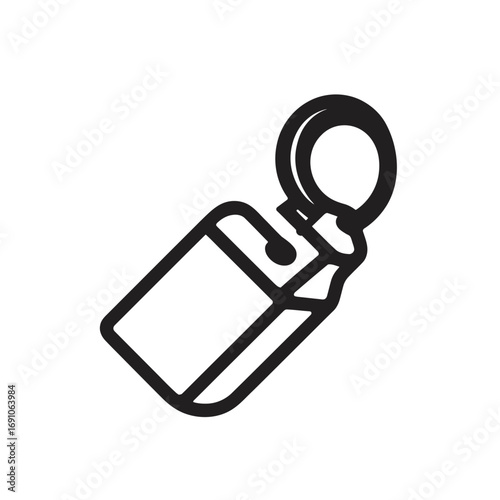 Keychain line icon with a blank tag, a simple vector illustration for security and access concepts. This minimalist graphic is isolated on a white background