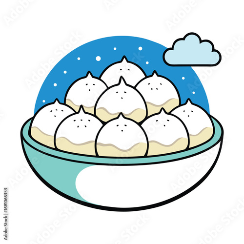 Tangyuan are chewy sweet dumplings made from glutinous rice flour, often filled with sesame or peanut paste, served in a warm, comforting sweet soup.
