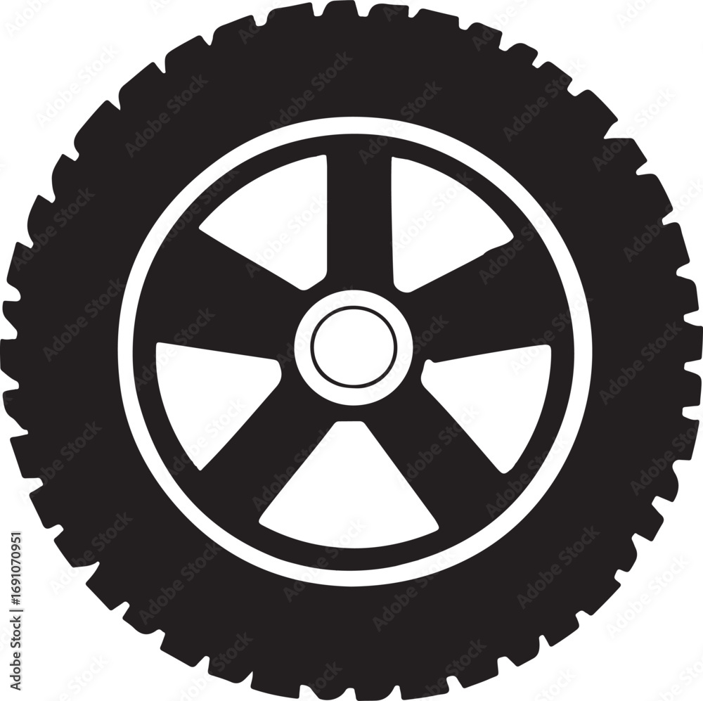 Fototapeta premium Car Tire Silhouette on Transparent Background